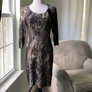 Black 3/4 sleeve animal print dress